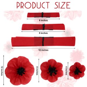 WILLBOND 18 Pcs Artificial Halloween Red Poppy Flowers Large Poppies Fake Flowers Veterans Day Carnival Paper Flower Back to School Backdrop