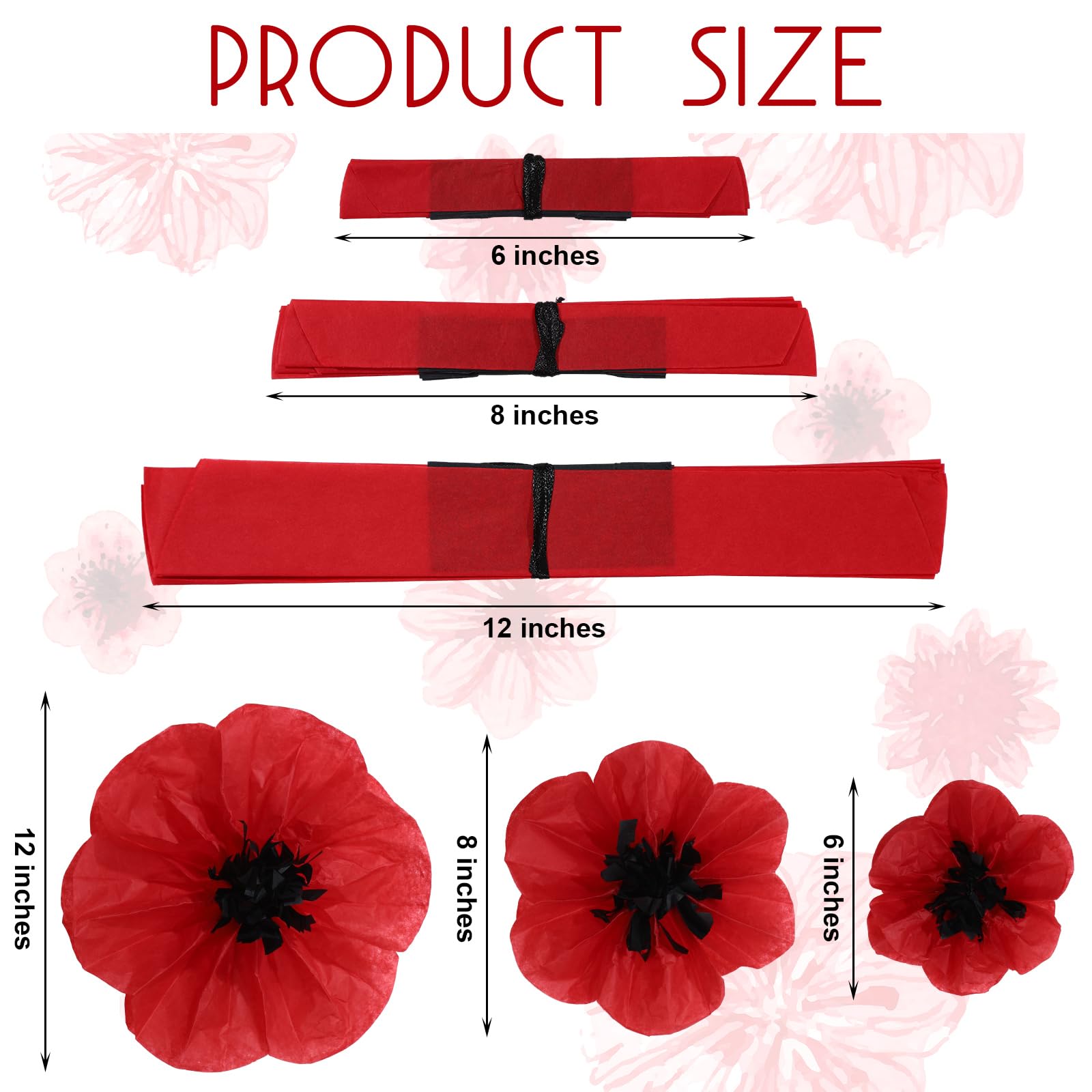 WILLBOND 18 Pcs Artificial Halloween Red Poppy Flowers Large Poppies Fake Flowers Veterans Day Carnival Paper Flower Back to School Backdrop