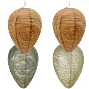 4 pcs wasp nest decoy wasp for outdoor hanging, home and garden(2pcsyellow，1 green, 1 light brown)