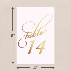 Generic Arinas Wedding Table Numbers - Gold Foil 1-30 + Head Table - Gold Table Number Cards For Wedding Reception - Double-Sided 4x6