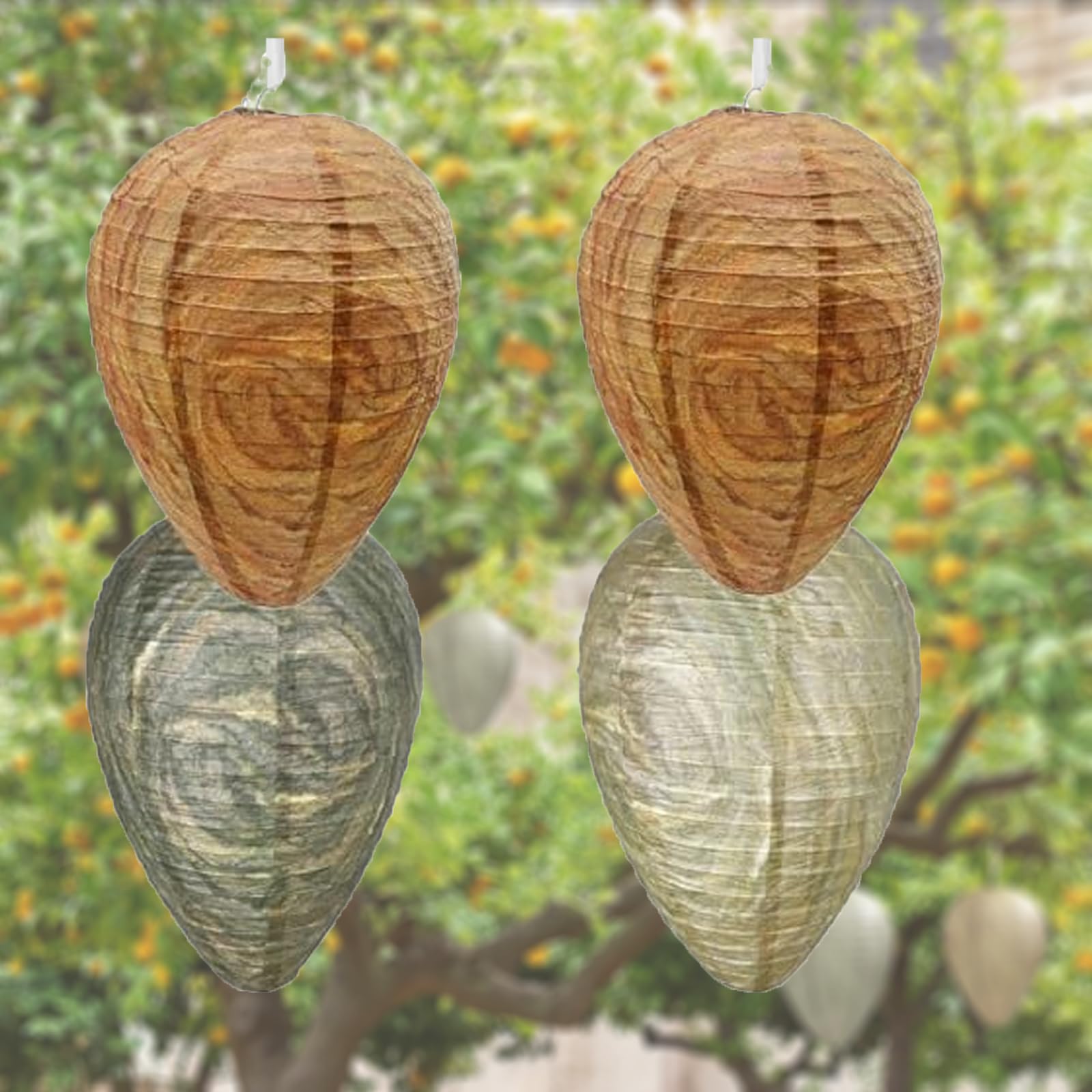 4 Pcs Wasp Nest Decoy Wasp for Outdoor Hanging, Home and Garden(2pcsYellow，1 Green, 1 Light Brown)