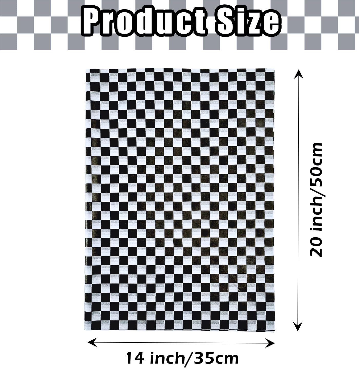 MUNILAIL 100 Sheets Checkered Tissue Paper 14 x 20 Inches Black and White Tissue Paper for Gift Bags Bulk Race Car Wrapping Paper Gift Paper Tissue for Birthday Gift Packing Crafts