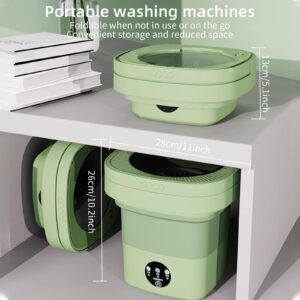 Portable Washer Machine 10 Liters Small Washing Machine Folding Mini Laundry Machine Small Clothes Compact Portable Washing Machine With Spin, 3 Modes Green Washer Portable Washing Machine for Dorm Rv