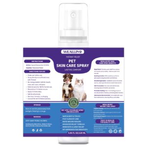 WEALLIN Hot Spot Itch Relief Spray for Dogs & Cats, Hot Spot Treatment for Dogs Itch Relief Spray for Dogs, Pet Treatment Spray for Itchy, Irritated Skin, Allergy, Rashes, Wound Care(8.12 Fl Oz)