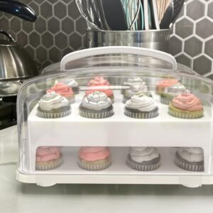 Top Shelf Elements for Mini Small Size Cupcakes. NOT for Standard Size Cupcakes. Fashionable Green Mini Cupcake Carrier Holds 24 Mini-Size Cupcakes, Mini Cupcake Traveler, Reusable Cupcake Box