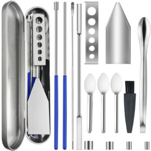 artcome 15 pcs versatile capsule filling tool kit for pill filler - lab scoops, powder pan, herb tamper and capsule holder - ideal tools for medication and supplements - all sizes 000 00 0 1 2 3 4 5