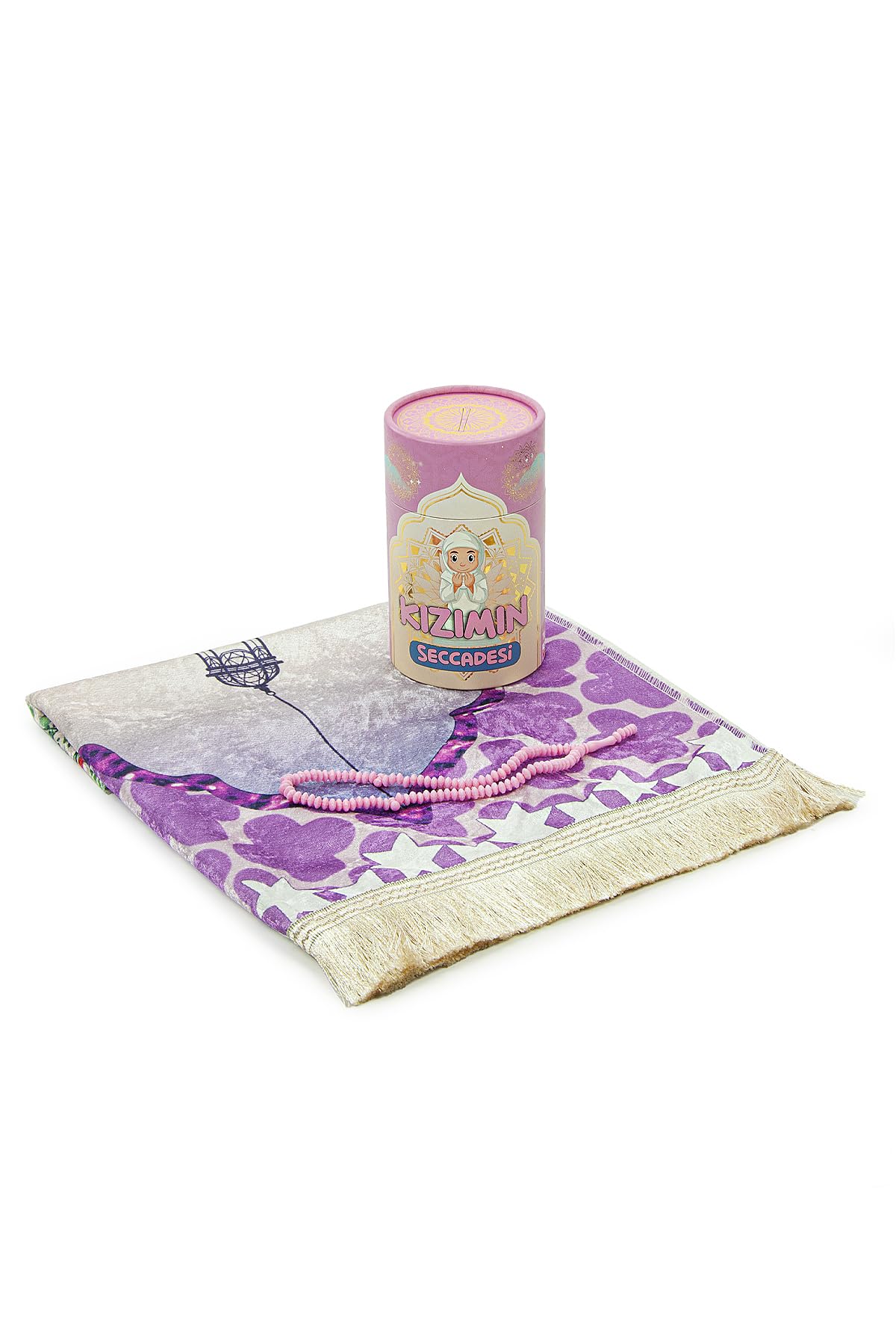 ihvan online, Kids Prayer Mat, Muslim Prayer Rug for Kid, Islamic Gifts for Kids, Design Janamaz Sajadah, Soft Salah Mat Carpet for Kids, Travel Praying Rug, Pink-White Kaaba