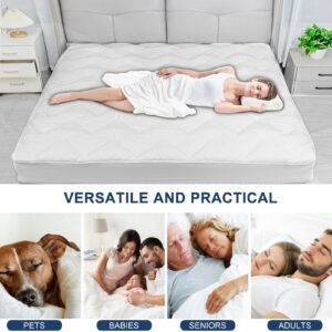 Queen Mattress Topper, Mattress Protector, Cooling Mattress Pad, Waterproof Mattress Protector, Soft Mattress Topper with 8-21IN Deep Pocket Mattress Cover Queen Size Bed (White Queen 60 x 80)