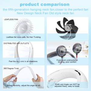 Coastacloud Portable Neck Fan, Rechargeable Turbo Bladeless Fan, 3 Speeds Adjustment 360° Cooling Airflow, Hands Free Wearable Personal Fans for Outdoor Travel Office