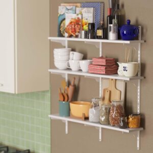 Wallniture Turin 36 inch x 6 in Floating Shelves for Wall Storage, Adjustable Shelf Brackets, Wall Book Shelf for Living Room, Adjustable Closet Shelves, Shelving Units and Storage, White, Wood