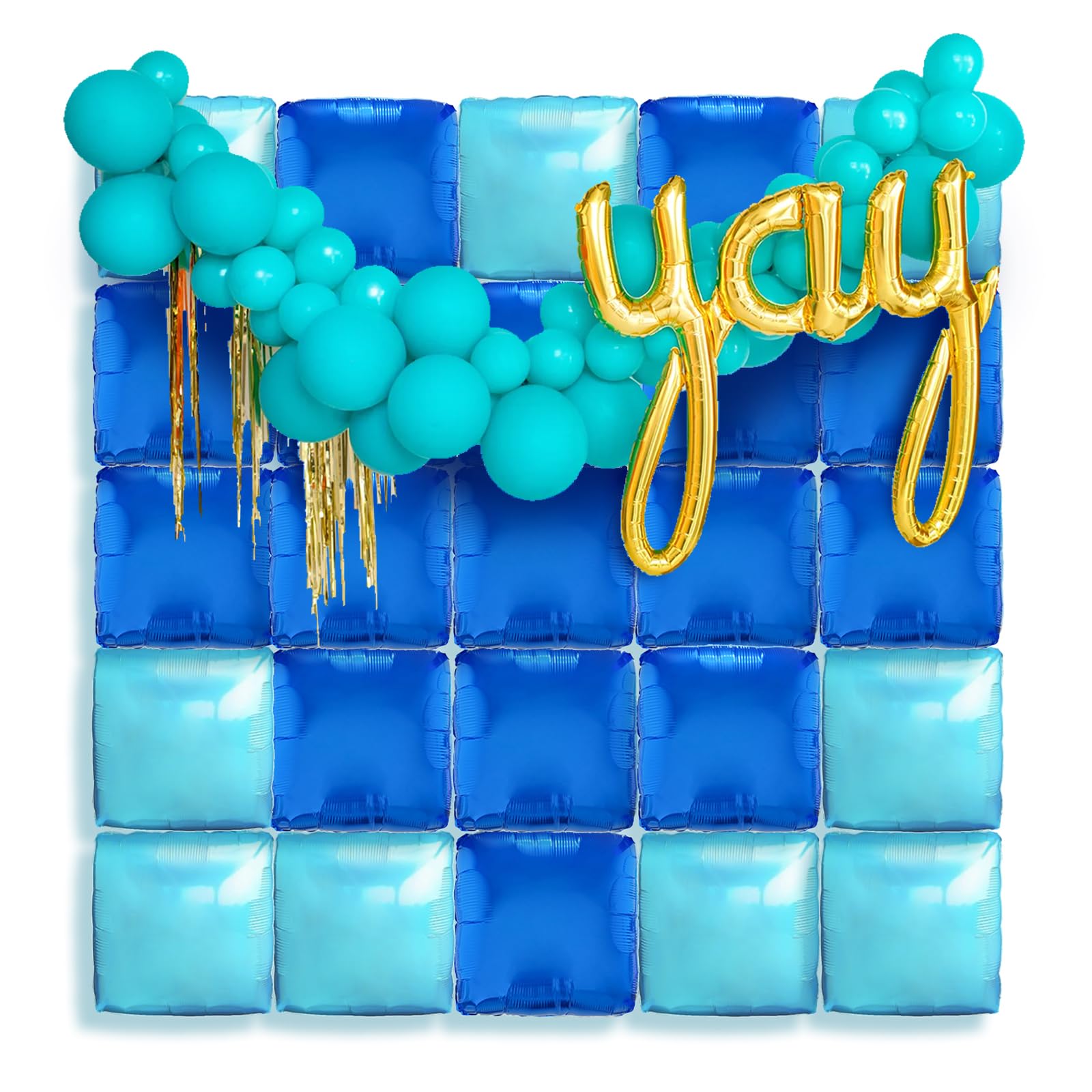 25pcs 19'' Blue Wall Balloon Light Blue Double Sided Square Aluminum Foil Balloons for Birthday Party Anniversary Celebration Graduation Bachelorette Party Bar Mitzvah Party Decoration Supplies