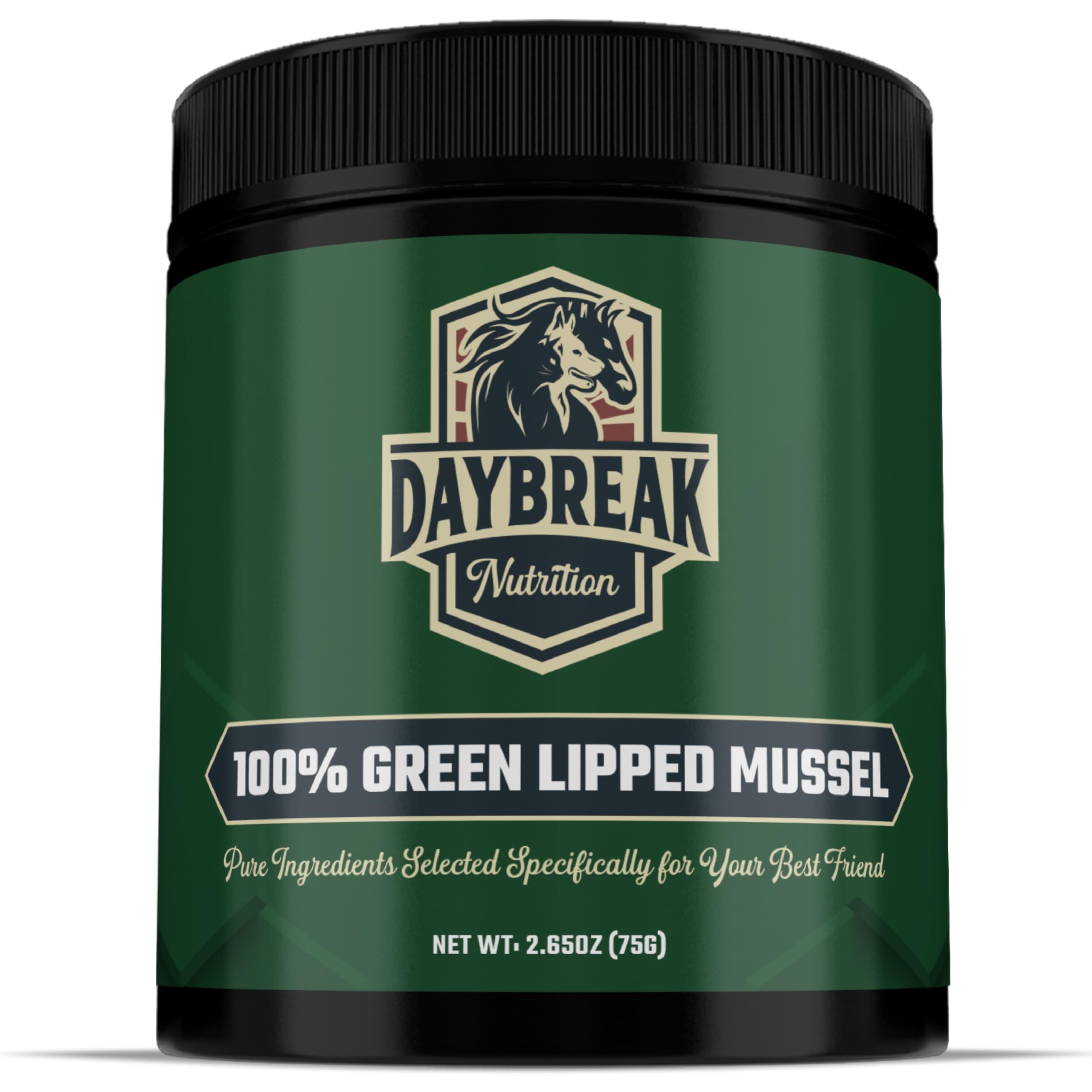 Pure Green Lipped Mussel Powder for Dogs and Cats - 100% New Zealand Green Lipped Mussels - Anti Inflammatory Supplement & Vitamins to Help Your Pet Deal with Arthritis, Joint Pain Relief - 75 Grams