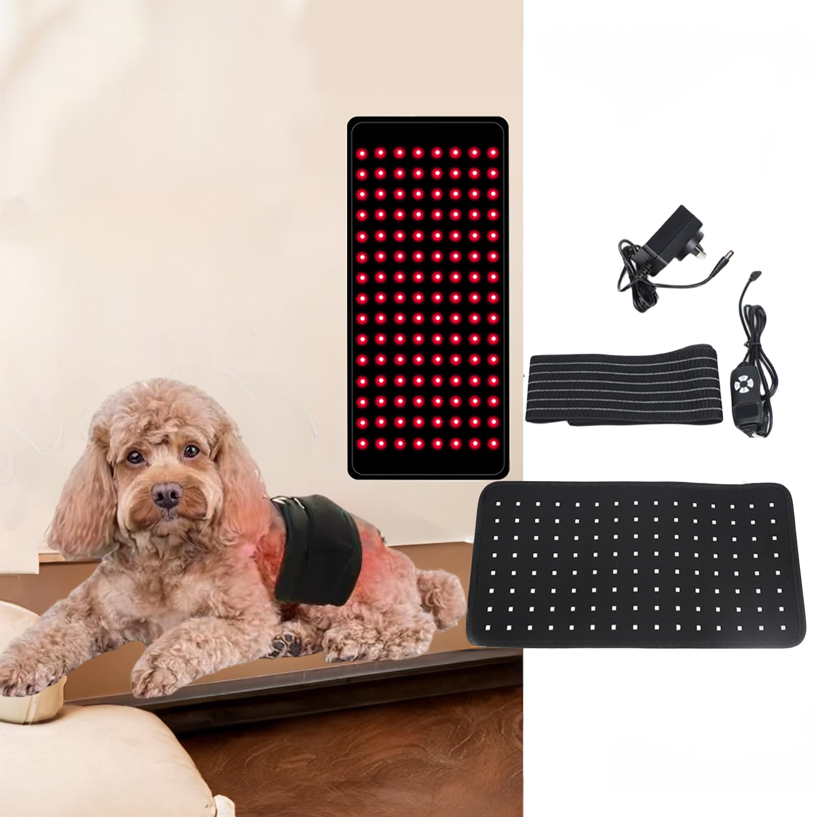 MANON ROSA Red Infrared Light Therapy Belt Pets: Portable Wearable Device for Tissue Repair Relieving Sciatica Joint Back Pain in Small Medium Large Dogs Cats (Small,60 Lamp Beads)