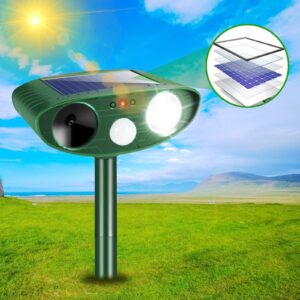 2024 Upgraded Solar Animal Repeller with Motion Sensor Ultrasonic Cat Repellent Outdoor Coyote Deterrent Solar Deer Repellent Devices to Scare Squirrel Raccoon Rabbit Skunk Repellent for Yard (2)