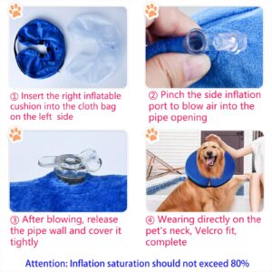 Dog Cone Collar, Inflatable Dog Cone Soft Protective Dog Cone Collar After Surgery Alternative E Collar Cone for Dogs and Cats Blue L (15-19") ﻿