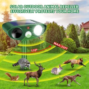 2024 Upgraded Solar Animal Repeller with Motion Sensor Ultrasonic Cat Repellent Outdoor Coyote Deterrent Solar Deer Repellent Devices to Scare Squirrel Raccoon Rabbit Skunk Repellent for Yard (2)