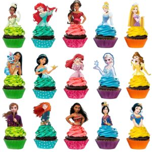 BATLAM 25 Pc Cupcake Topper Picks – Princess Themed Cupcake Toppers Cake Topper for Girls Birthday Party and Baby (colorful)