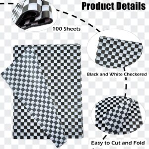 MUNILAIL 100 Sheets Checkered Tissue Paper 14 x 20 Inches Black and White Tissue Paper for Gift Bags Bulk Race Car Wrapping Paper Gift Paper Tissue for Birthday Gift Packing Crafts