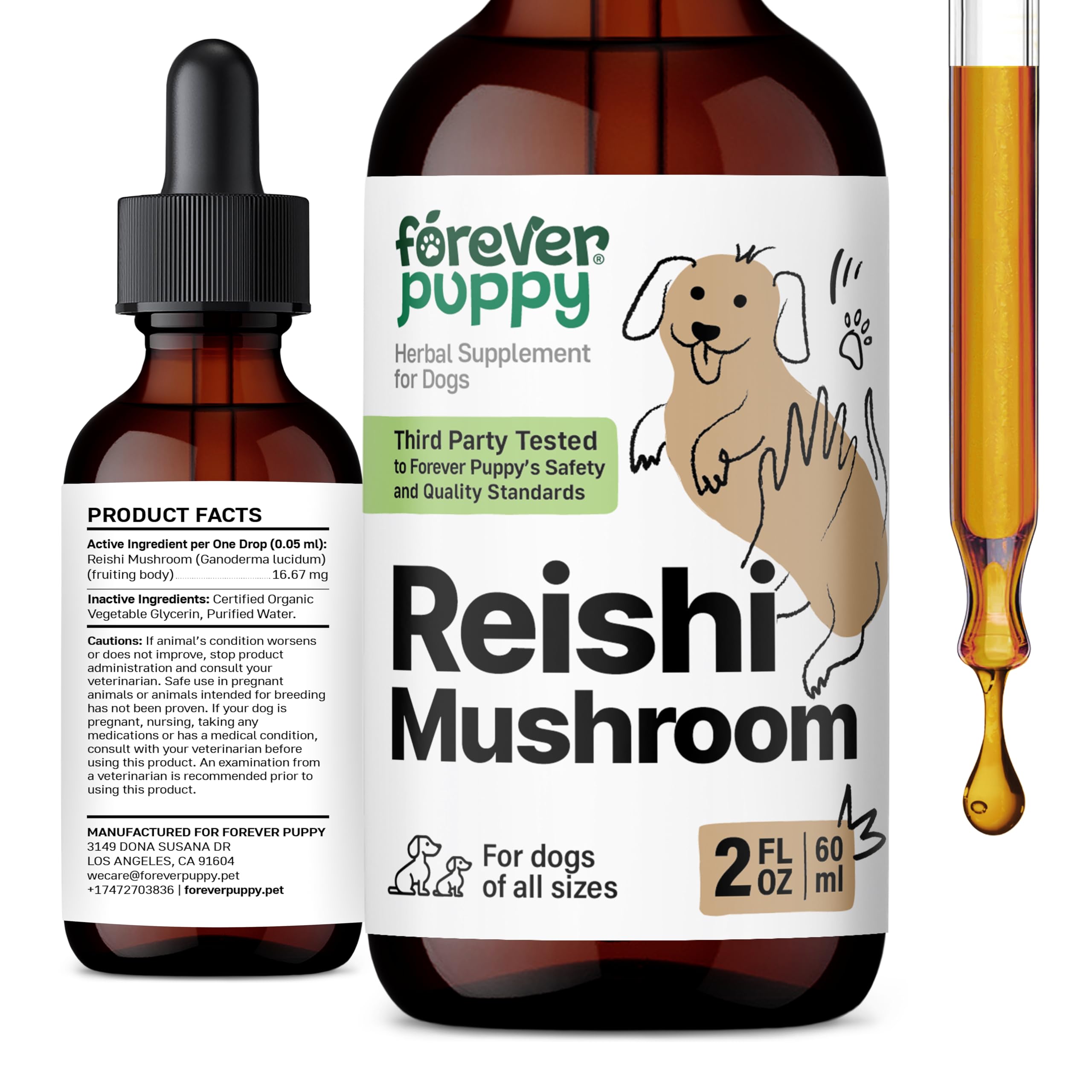 Reishi Mushroom Drops for Dogs - Immune Support Supplement - Red Reishi Mushroom Liquid Drops for Canine Immune Support - Reishi Mushroom Supplement for Pets - Dog Food Supplements for Immunity - 2 oz