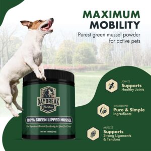 Pure Green Lipped Mussel Powder for Dogs and Cats - 100% New Zealand Green Lipped Mussels - Anti Inflammatory Supplement & Vitamins to Help Your Pet Deal with Arthritis, Joint Pain Relief - 75 Grams