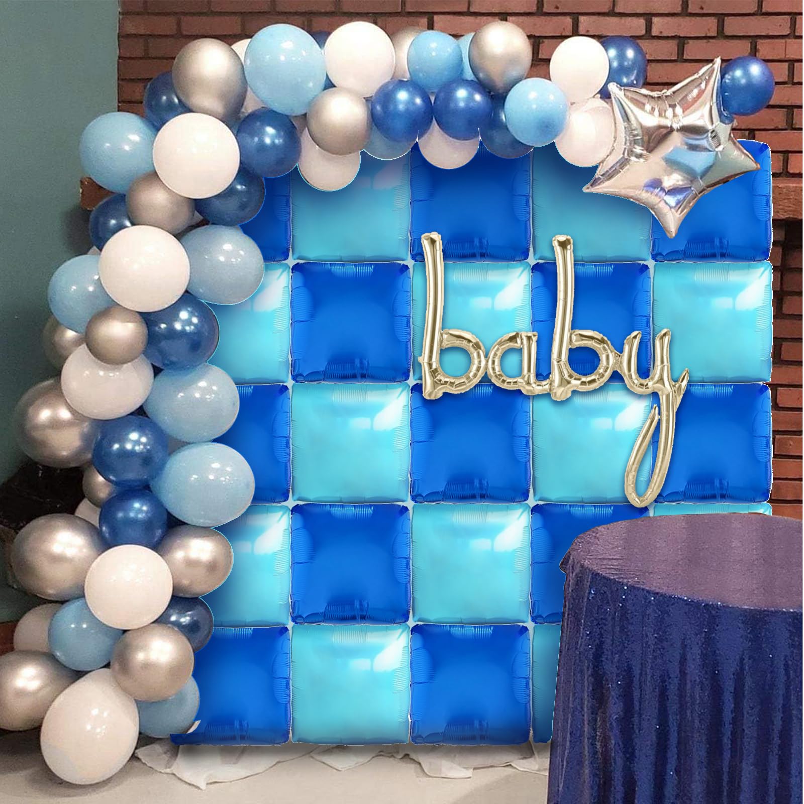 25pcs 19'' Blue Wall Balloon Light Blue Double Sided Square Aluminum Foil Balloons for Birthday Party Anniversary Celebration Graduation Bachelorette Party Bar Mitzvah Party Decoration Supplies