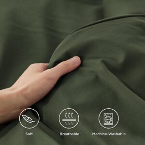 Bedsure Olive Green Duvet Cover King Size - Polyester & Rayon Derived from Bamboo Cooling King Duvet Cover Set, 3 Pieces, 1 Zipper Closure Duvet Cover (104"x90") & 2 Pillow Shams, No Comforter