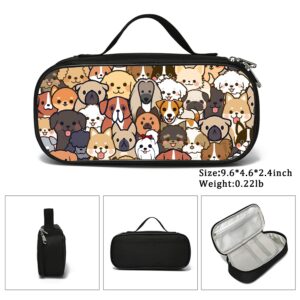 Rovozar Kawaii Dog Pencil Case for Girls Boys, Animals Pencil Box for Kids Dog Pen Makeup Bag, Large Capacity Dog Pencil Pouch with Zipper Compartments for Office School