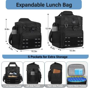 TENKIST Lunch Box Cooler Bag - Tactical Insulated Lunchbox for Men - Large Lunch Pail Lunch Kit for Adults Work Outdoor Shifts Trips Black 16L