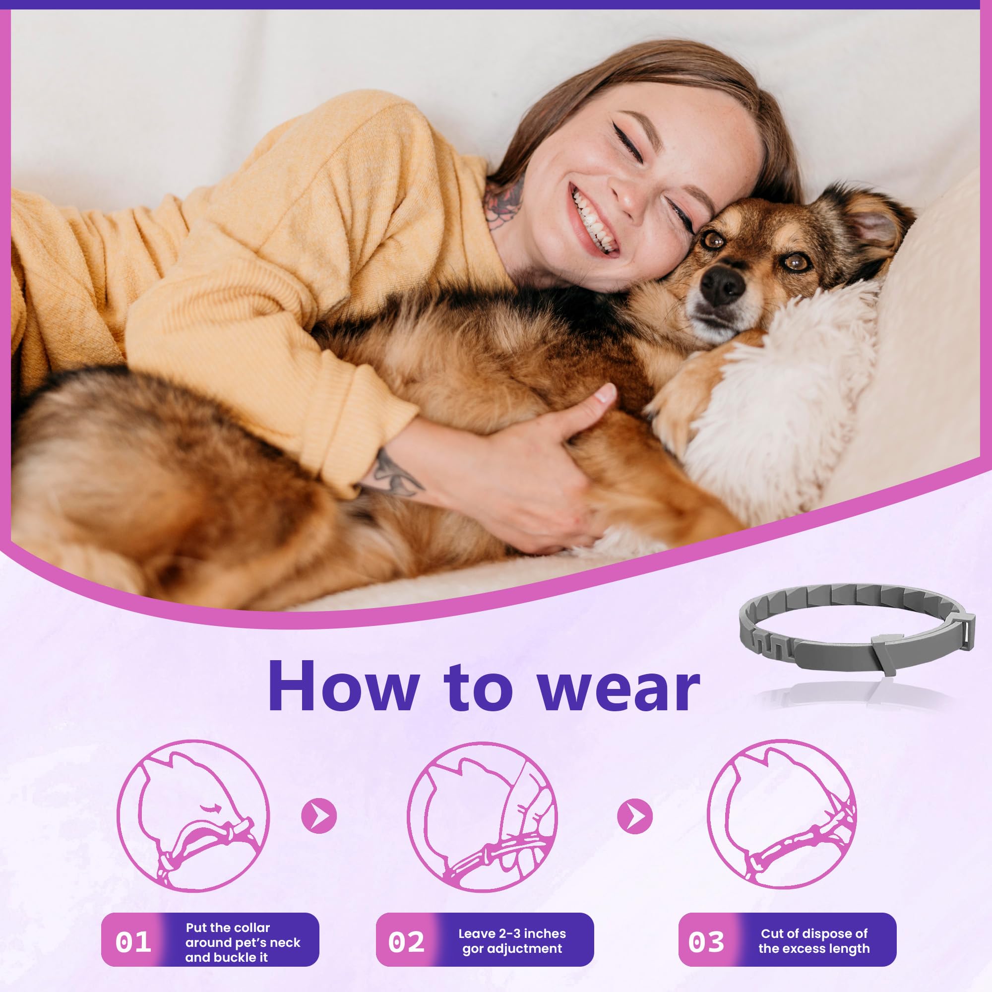 BKRMART Calming Collar for Dogs Relief Anxiety Stress Separation Anxiety Relief for Dogs Bad Behavior 25 Inches Size Flexible Adjustable Pheromones Calm, 1 Pack