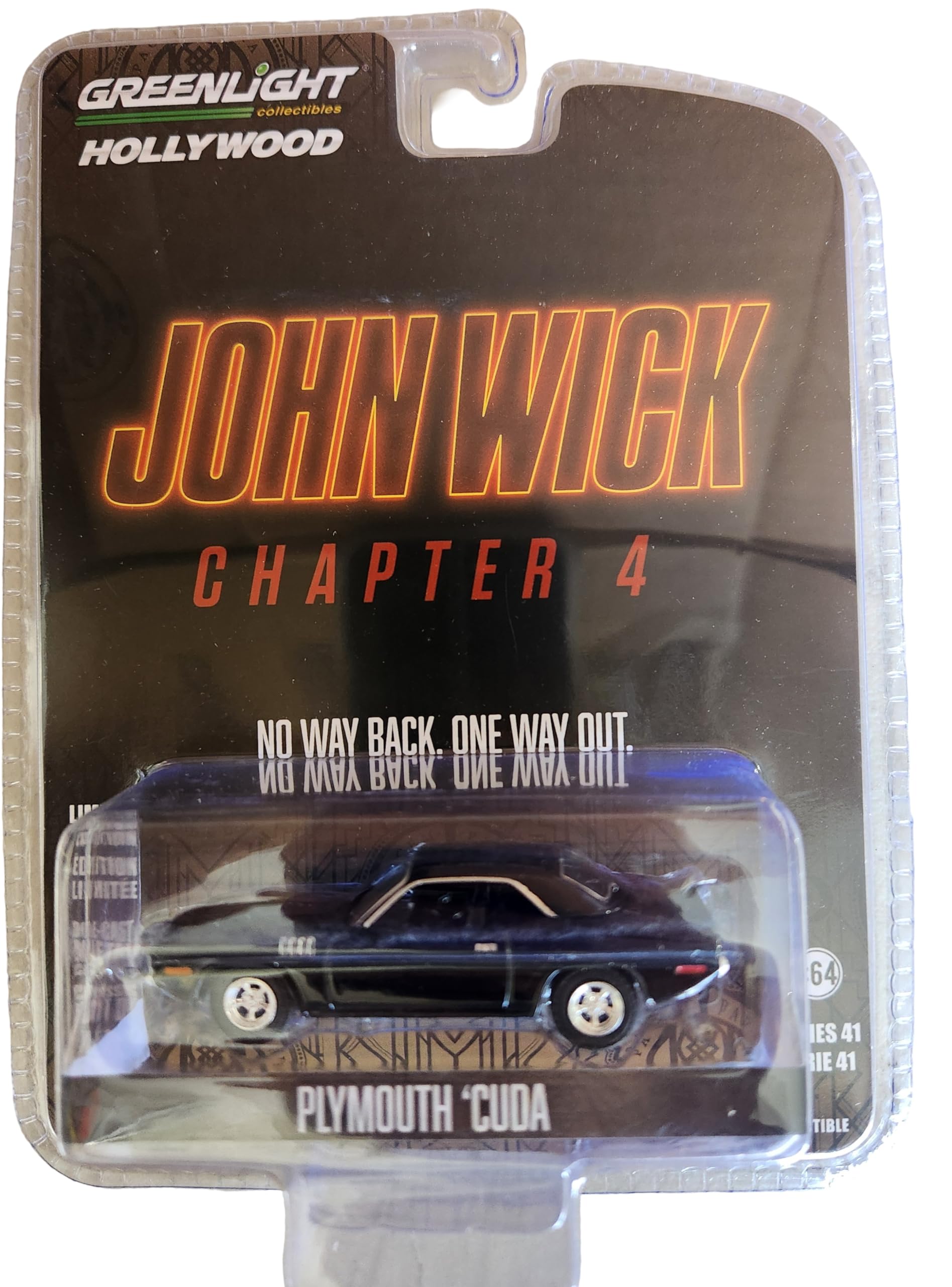 Collectibles Greenlight 62020-F Hollywood Series 41 - John Wick: Chapter 4 - Plymouth 'Cuda 1/64 Scale Diecast