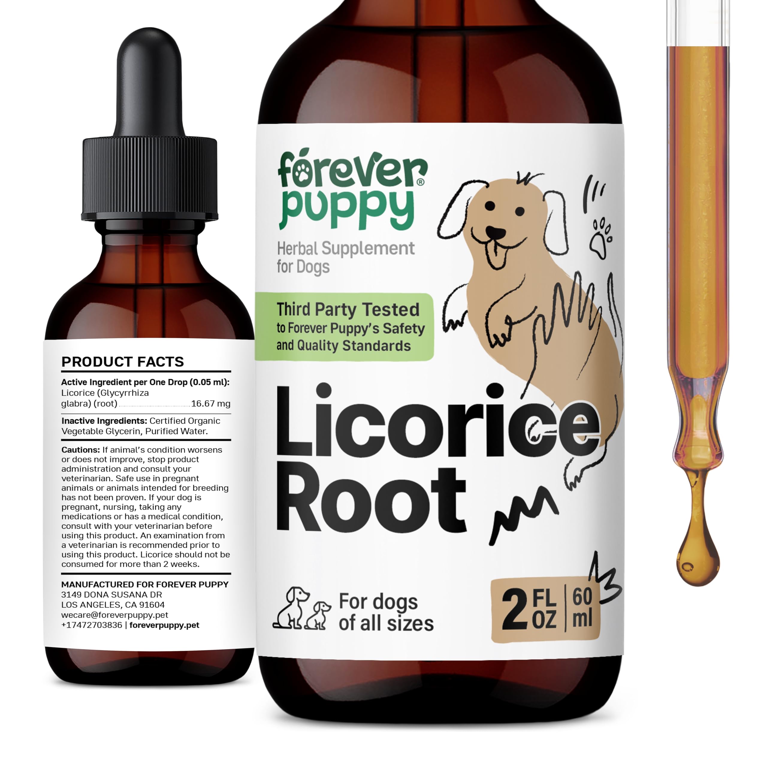 Licorice Root Tincture for Dogs - Respiratory Health Supplements - Lung Support Drops for Pets - Liquid Dog Vitamins and Supplements for Lung Detox & Cleanse - No Preservatives - 2 oz