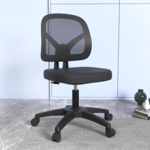 armless swivel mesh computer office desk chair no arms height adjustable with lumber support for child and adult