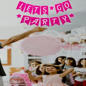 UOREND Pink Let's Go Party Banner,Pink Themed Bachelorette/Birthday/Engagement/Bridal Shower Party Decorations,Let's Go Girls Sign,Hot Pink Glitter,Makeup,Pink Doll,21st Birthday Party favors,Photo Booth Prop