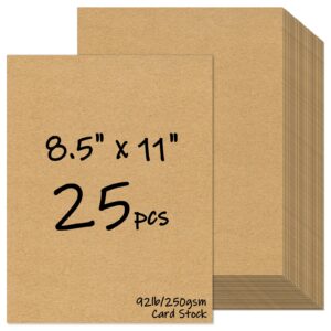 25 sheets brown cardstock 8.5 x 11, 92lb/250gsm kraft card stock paper, heavy cardstock printer paper for invitations, scrapbooking, crafts, diy cards, decoration