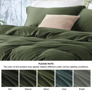 Bedsure Olive Green Duvet Cover King Size - Polyester & Rayon Derived from Bamboo Cooling King Duvet Cover Set, 3 Pieces, 1 Zipper Closure Duvet Cover (104"x90") & 2 Pillow Shams, No Comforter