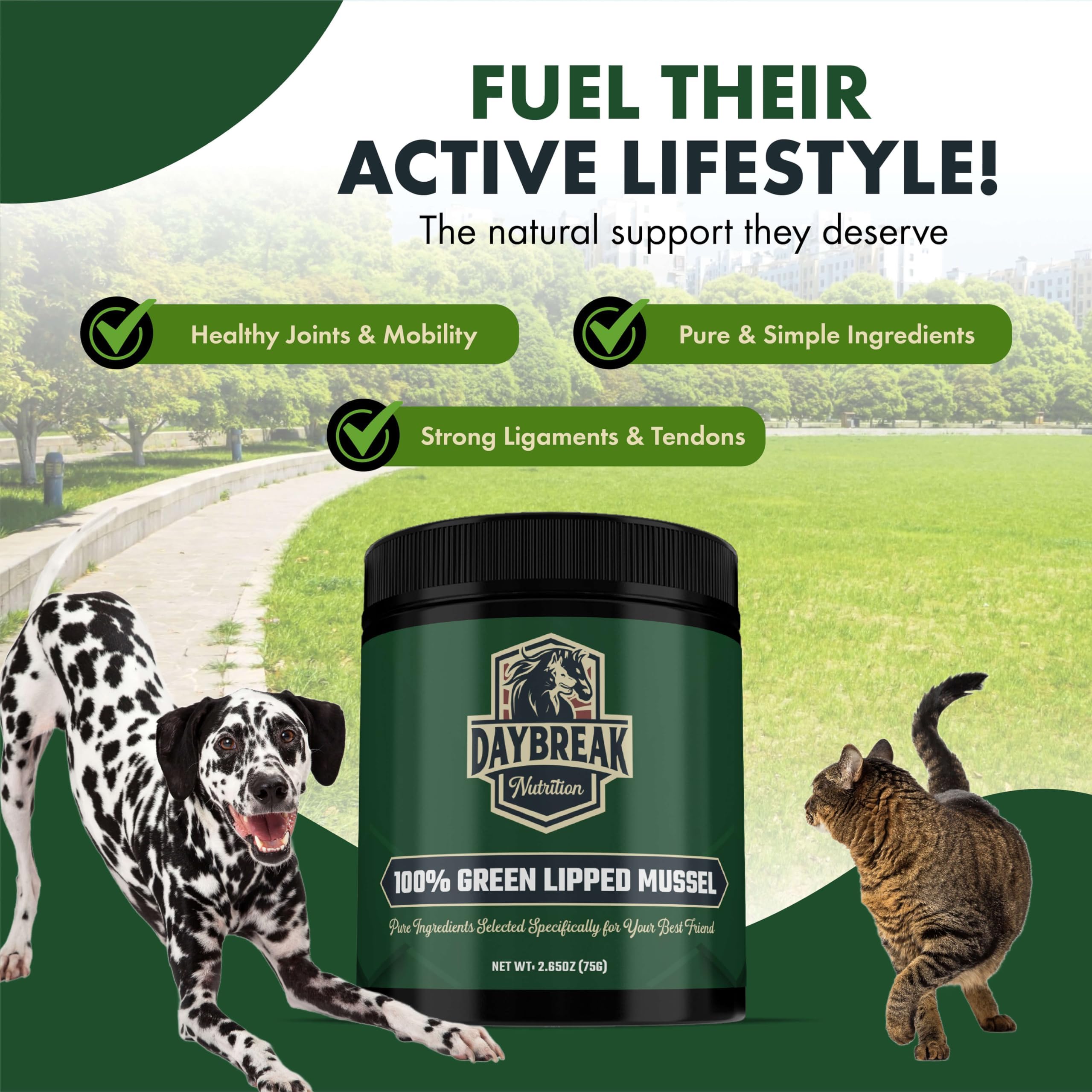 Pure Green Lipped Mussel Powder for Dogs and Cats - 100% New Zealand Green Lipped Mussels - Anti Inflammatory Supplement & Vitamins to Help Your Pet Deal with Arthritis, Joint Pain Relief - 75 Grams