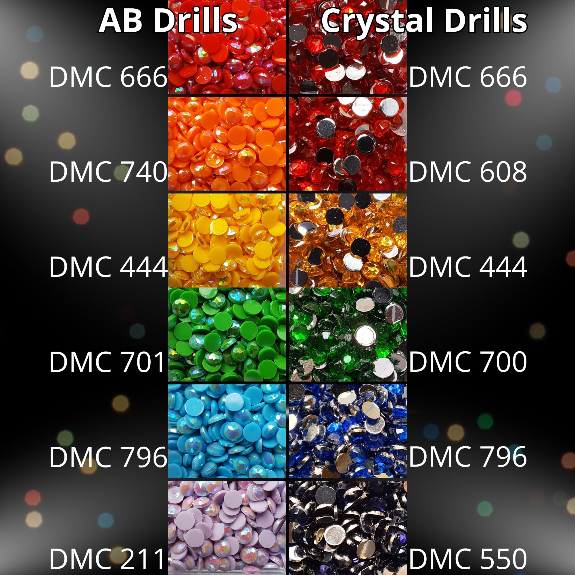 Generic YLJ Crystal and AB Diamond Painting Drills: 9600PCS of Brilliant Rhinestone Diamonds, Organized in 2 12-Grid Container with 12 DMC Colors, Small, YLJ-400-AB-CR