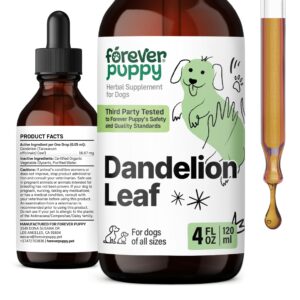 dandelion leaf drops for dogs - kidney health supplement for large, medium & small dogs - kidney cleanse detox drops w/dandelion leaves - dog food supplements for natural pet kidney support - 4 oz