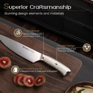 Knife Set, Astercook 15 Pcs Luxurious Kitchen Knife Set with Block, High Carbon German Stainless Steel Knife Block Set