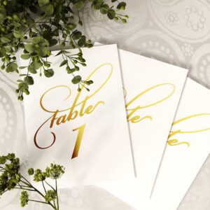 Generic Arinas Wedding Table Numbers - Gold Foil 1-30 + Head Table - Gold Table Number Cards For Wedding Reception - Double-Sided 4x6