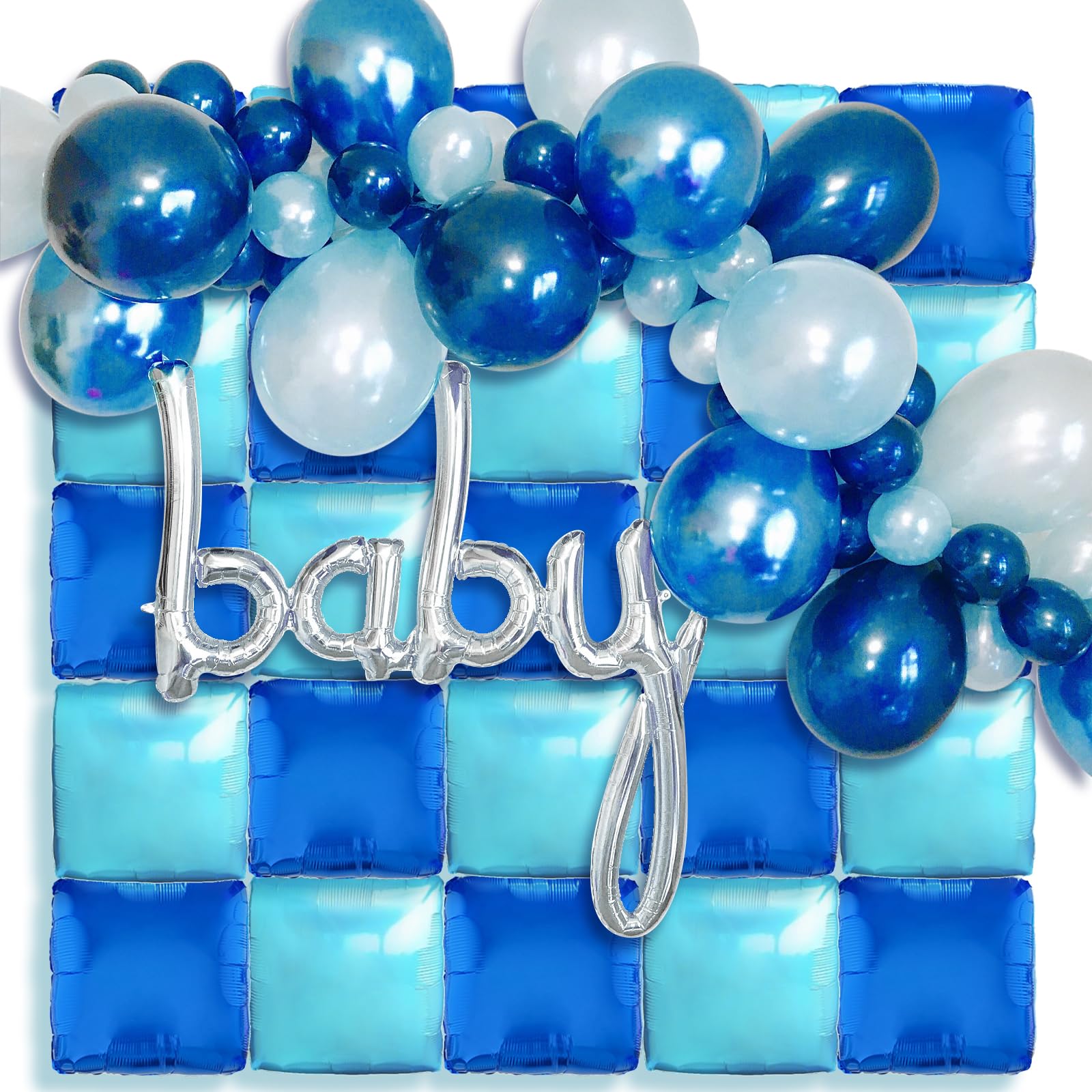 25pcs 19'' Blue Wall Balloon Light Blue Double Sided Square Aluminum Foil Balloons for Birthday Party Anniversary Celebration Graduation Bachelorette Party Bar Mitzvah Party Decoration Supplies