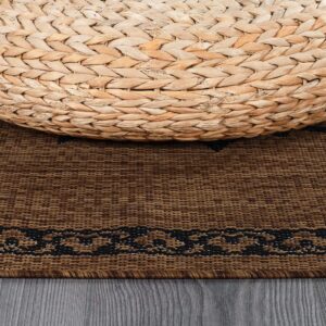 CAMILSON Indoor Outdoor Rug, 9x12 Medallion Nut Brown Black Modern Area Rugs for Large Indoor and Outdoor Patios, Kitchen and Hallway Mats, Washable Porch Deck Outside Carpet (Nut Brown Black, 9x12)