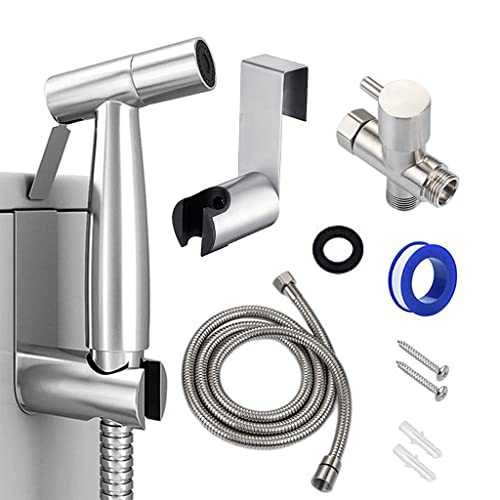 FANCUF Handheld Toilet Bidet Sprayer Set Kit Stainless Steel Hand Faucet for Bathroom Shower Self Cleaning, lingsad-0236