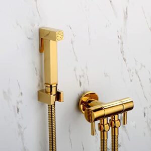 fancuf toilet bidet sprayer hand held douche kit shiny gold bathroom cleaner shower (color : e), lingsad-0236