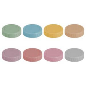 vaincre 8pcs mason jar lids - colored plastic mason jar lids regular mouth, leak proof canning lids covers with silicone rings for ball, kerr jars, reusable jar lid tops caps for mason canning jars