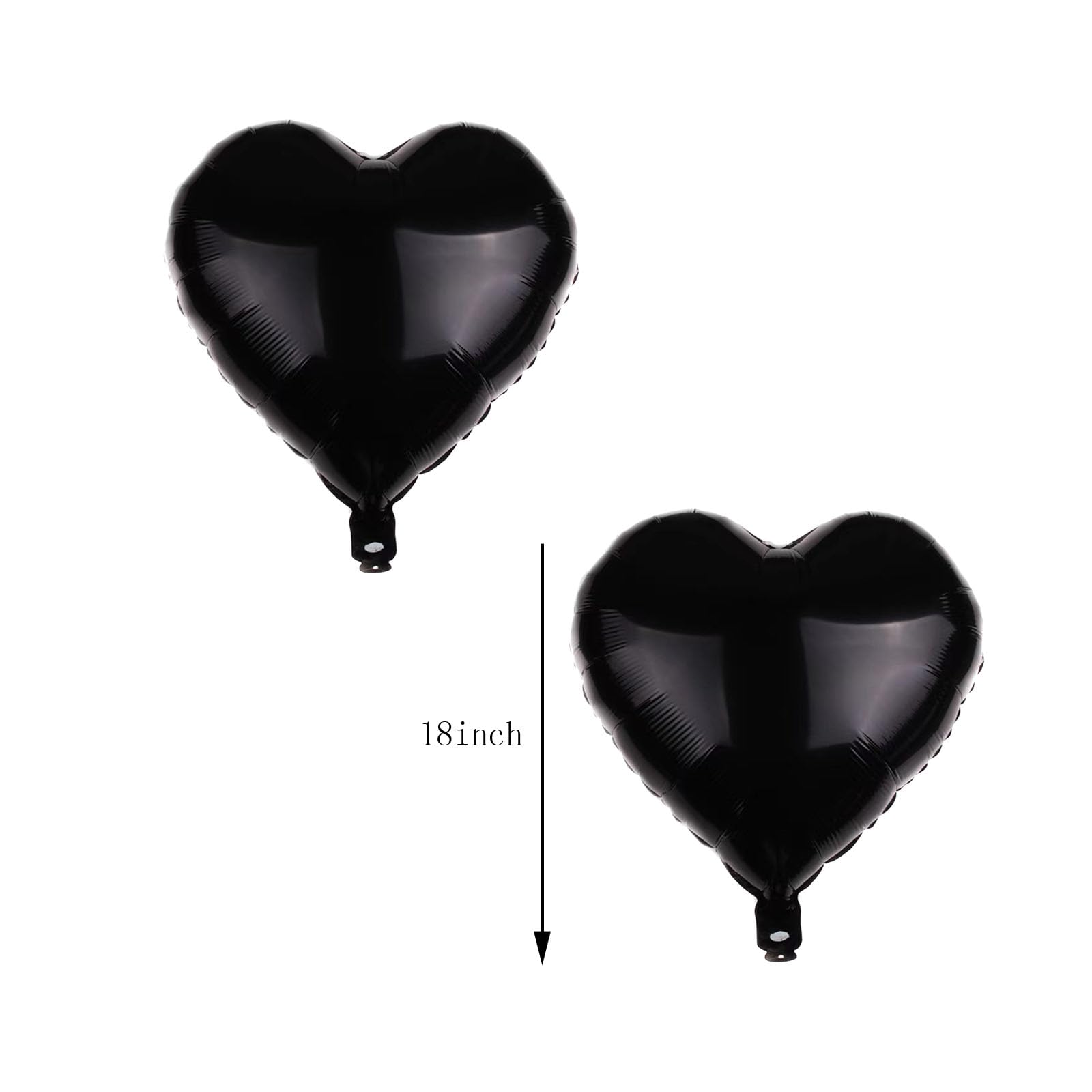 10Pcs Heart Balloons, 18 inch Black Heart Shaped Balloons, Big Heart Mylar Helium Balloons, Heart Love Foil Balloons for Wedding Baby Shower Anniversary Backdrop Valentine Balloons Party Decorations