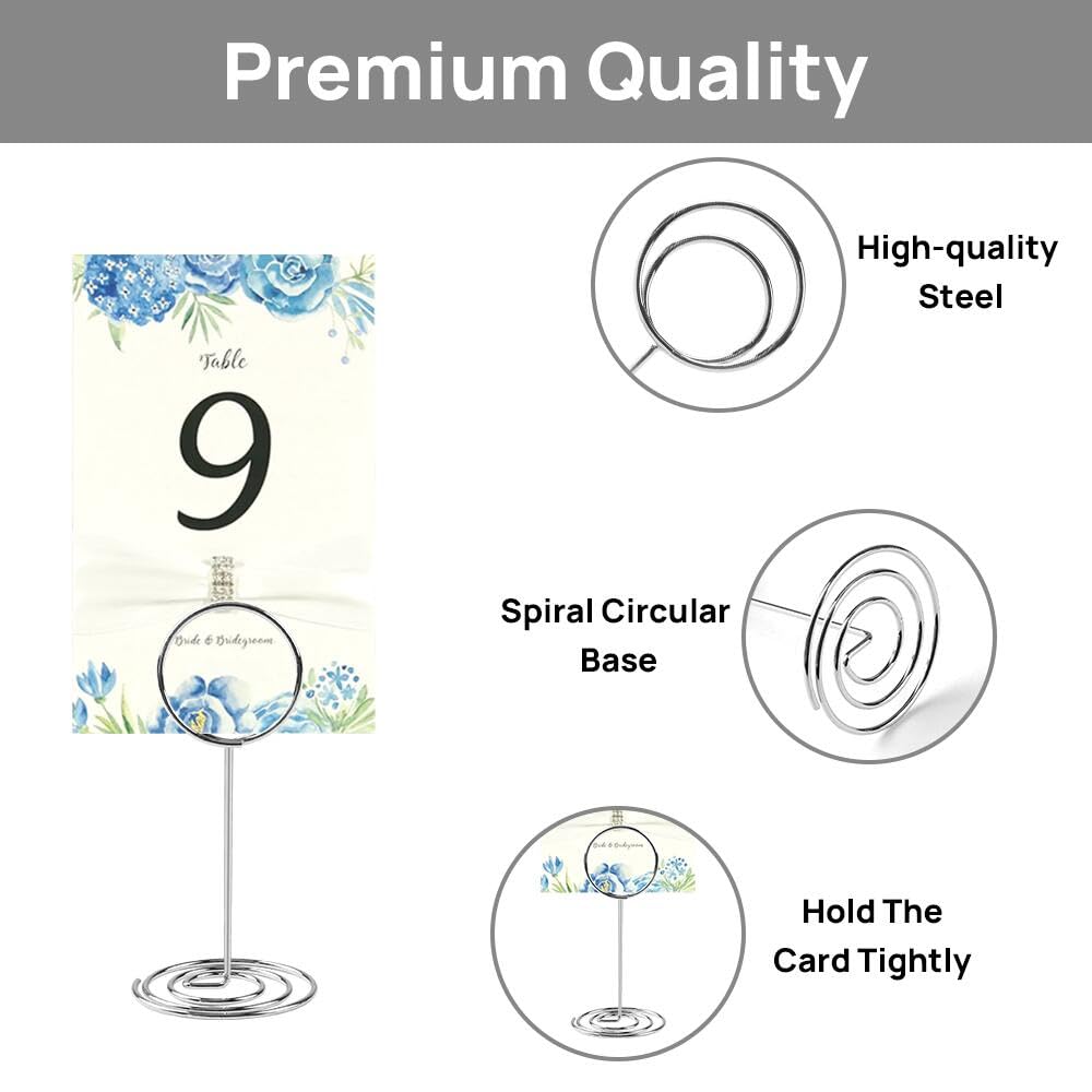 FGY 20PCS Table Number Holders, 3.35” Place Card Holders, Small Table Number Stands, Picture Memo Photo Holders for Table, Table Sign Holders for Centerpieces Wedding Party Graduation Reception,Silver