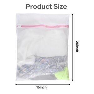 FGY 3PCS Mesh Laundry Bags for Delicate 16 x 20 Inches, Laundry Washing Bags with Zipper, Mesh Wash Bags for Laundry, Mesh Washable Bags for Delicate, Dress, Swimsuit, Sweater (Large)