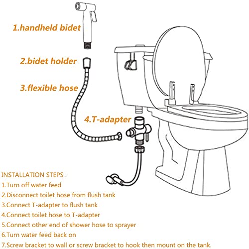 FANCUF Handheld Toilet Bidet Sprayer Set Kit Stainless Steel Hand Faucet for Bathroom Shower Self Cleaning, lingsad-0236