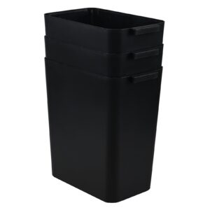 Loiycg 3-Pack 16 L Plastic Trash Can, Kitchen Office Garbage Can, Black